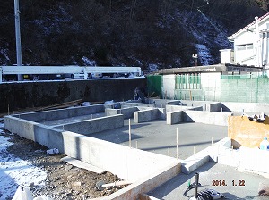 ライクハウジングの岩手県釜石市内新築住宅の基礎工事後の現場の様子