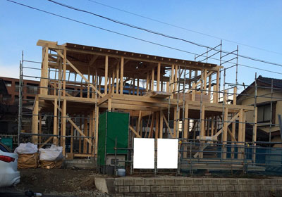 株式会社ライクハウジングの2014年12月25日に撮影した宮城県仙台市内の戸建て建て造工事の現場紹介写真
