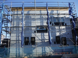 株式会社ライクハウジングの2014年10月8日に撮影した宮城県仙台市内の戸建て建て造工事の現場紹介写真（正面）