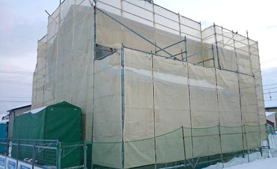 株式会社ライクハウジングの2015年1月19日に撮影した岩手県花巻市内の戸建て建て造工事の現場紹介写真